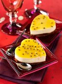 Heart-shaped passion fruit cakes