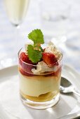 Elderflower cream with cream and strawberries