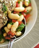 Warm bean salad to serve with grilled lamb steak