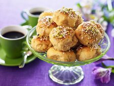 Yeasted pastries with pistachios