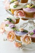 Wedding cupcakes on tiered stand