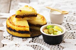 Potato cake with mushroom filling