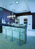 Kitchen with breakfast bar and bar stools