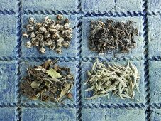Four different types of green tea