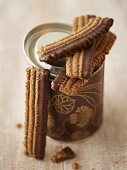 Chocolate biscuits with a biscuit tin