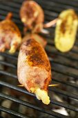 Cuttlefish with polenta stuffing on a barbecue (close-up)