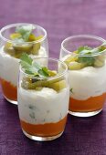Savoury layered dish with pepper- and coconut cream