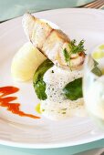 Fillet of sea bass with frothy pineapple sauce
