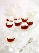 Small fancies with raspberry jelly and cream for Christmas