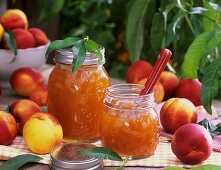 Nectarine jam and fresh nectarines