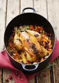 Braised corn-fed chicken with sweet potatoes & cranberries