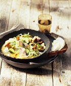 Fish and vegetable stew with chanterelles