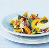 Autumn salad with baked pumpkin