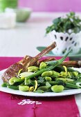 Lamb chops and bean salad with herbs and lime dressing