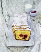 Sour cream olive oil cake with raspberries