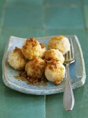 Potato dumplings with buttered breadcrumbs