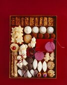 A box of various Christmas biscuits and confectionary