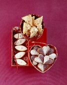 Nougat hearts, Wickelkind biscuits (yeast biscuits filled with vanilla buttercream) and calissons d'Aix (almond confectionary)