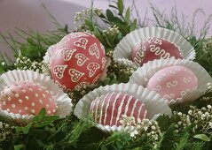 Decorated Easter eggs in paper cases