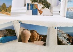 Greek postcards as decoration for a buffet