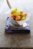 Langustine and basil tempura