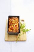 Tomato and bacon cake in a loaf tin