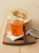 Apricot and melon jam in jar