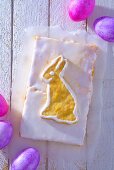 Iced orange cake with Easter Bunny biscuit
