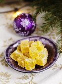Sugar-coated fruit jelly sweets for Christmas