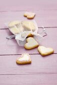 Heart-shaped almond biscuits