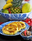 Fresh pineapple with chilli sugar