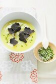 Cream of celery soup with black truffle
