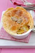 Ham and leek pie with puff pastry crust