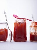 Various types of strawberry jam