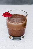 Chocolate drink with crystallised rose petal