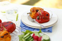 Grilled peppers stuffed with rice