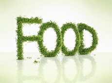 The word FOOD in cress