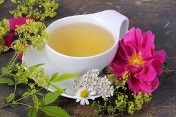 Tea made with women's herbs, fresh herbs