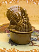 Turkey-shaped ceramic dish for Thanksgiving
