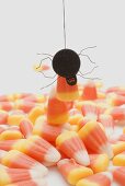 Candy corn with spider for Halloween