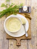 Mayonnaise with ingredients for remoulade sauce