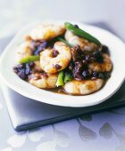 Shrimps with black beans and spring onions