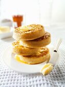 Four buttered crumpets (UK)