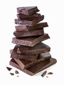 Pile of pieces of dark chocolate