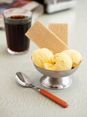 Vanilla ice cream with wafers