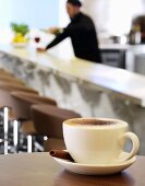 A cappuccino in a restaurant