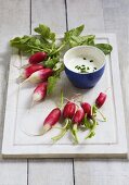 Radishes with a yogurt dip