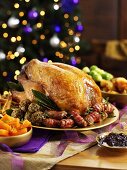 Roast turkey with all the trimmings for Christmas