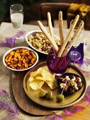 Nuts, olives, crisps and grissini - Christmas snacks