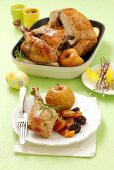Roast turkey with dried fruits and apples for Easter